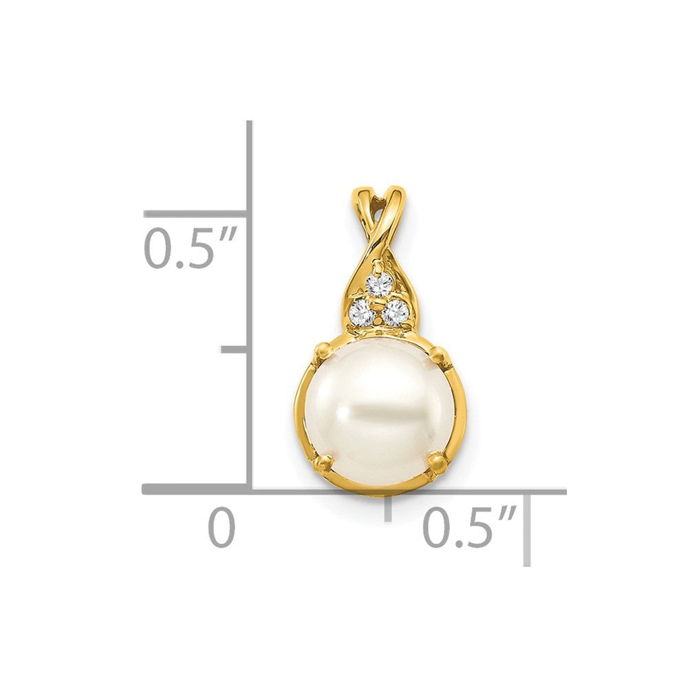 14k Yellow Gold FWC Pearl and Diamond Pendant