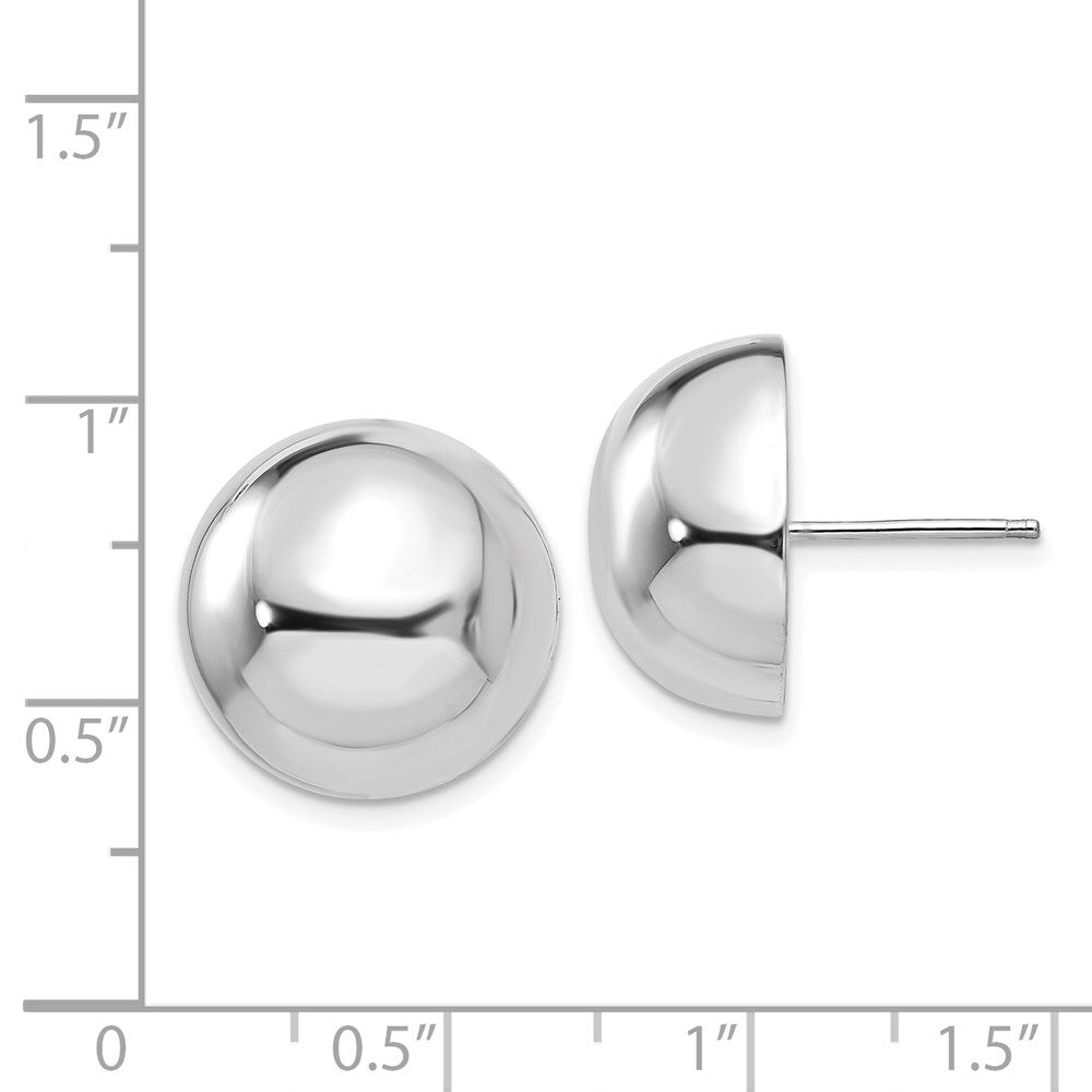 14k White Gold 16mm Half Ball Stud Earrings