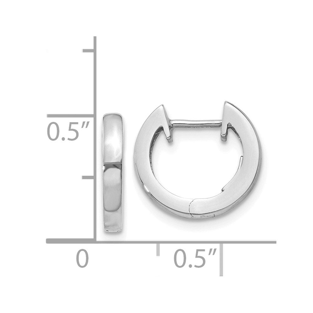 14K White Gold Hinged Hoop Earrings Gift for Women