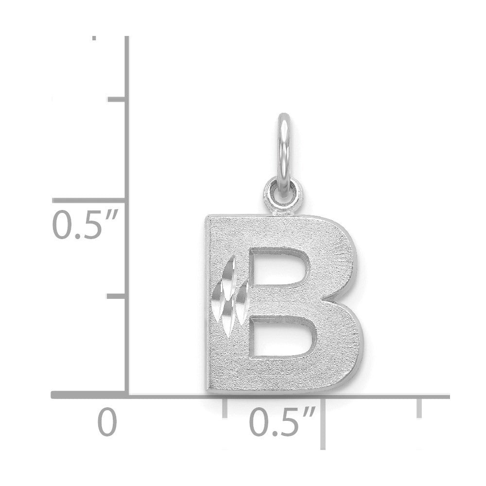 14K White Satin Diamond-cut Letter B Initial Charm