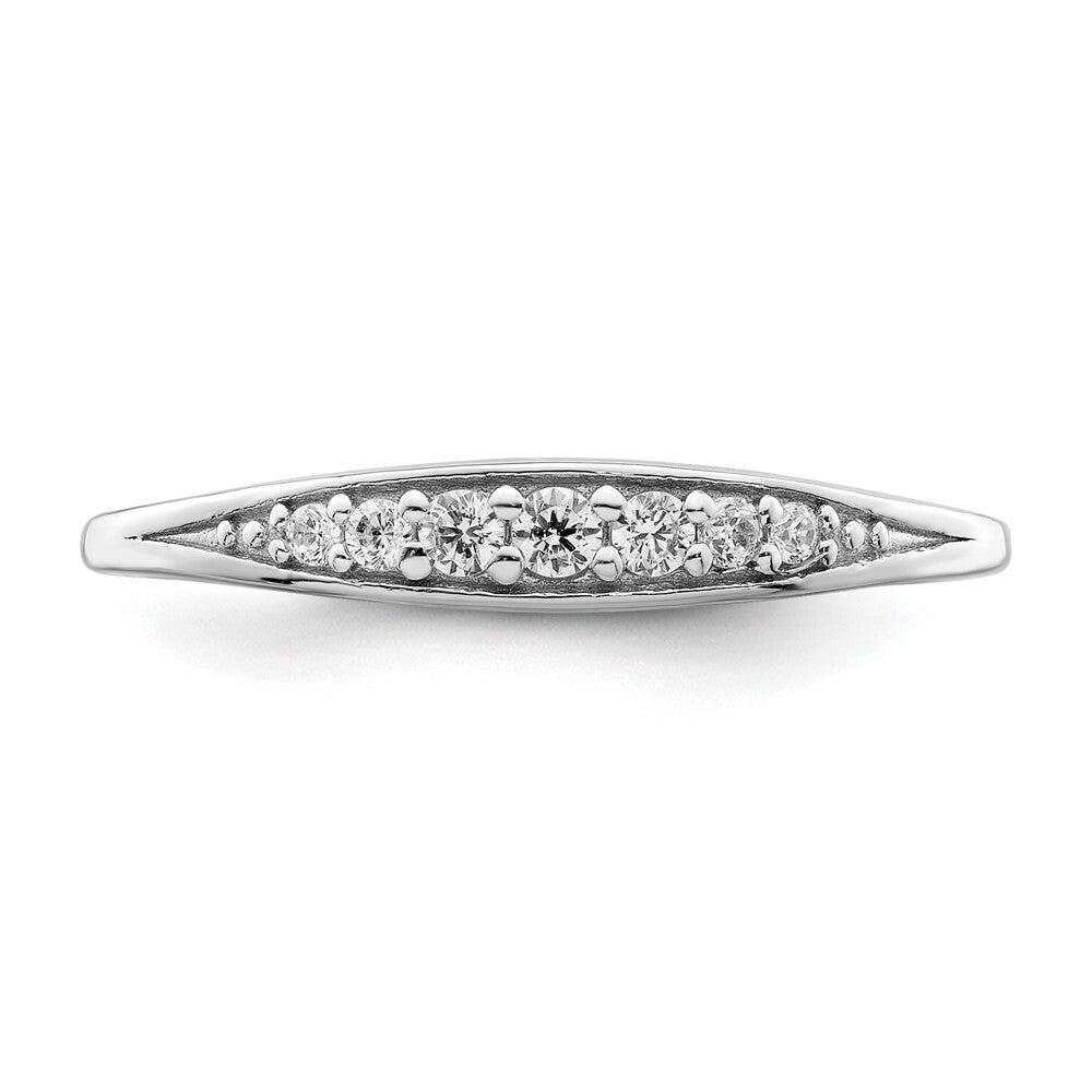 Sterling Silver Rhodium-plated Polished CZ Ring Size 7