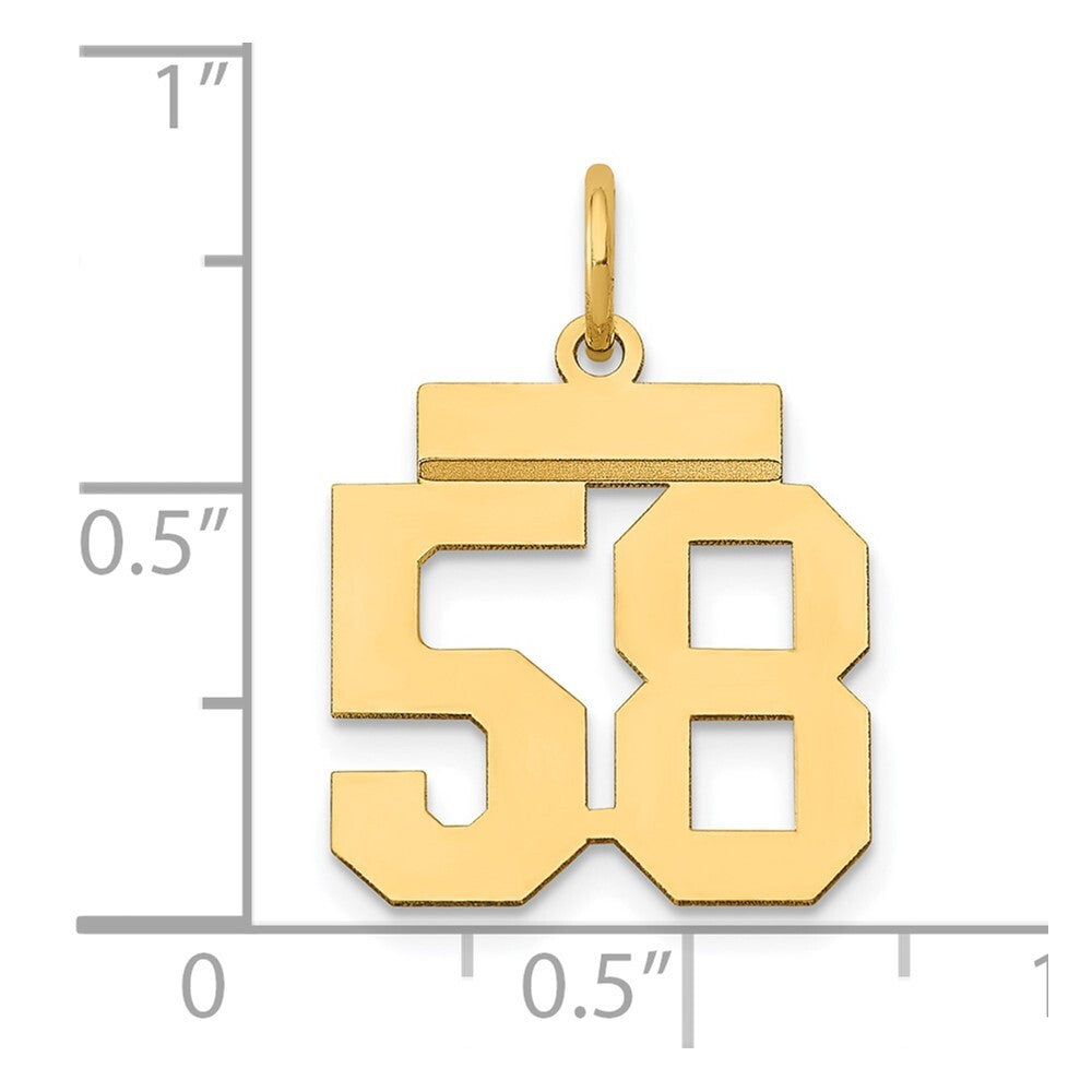 14k Yellow Gold Small Polished Number 58 Charm Pendant for Women