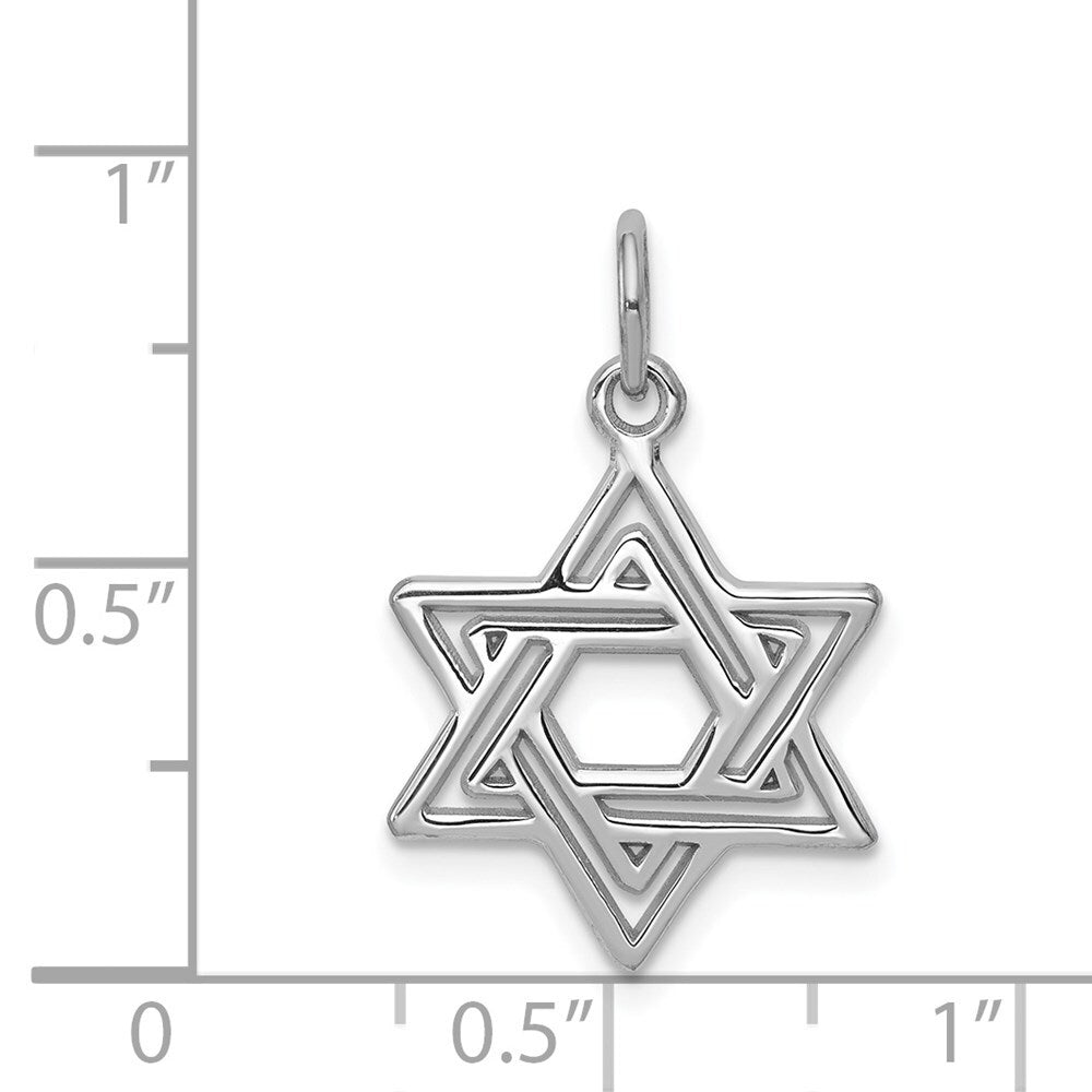 14k White Gold Star of David Charm Pendant for Women