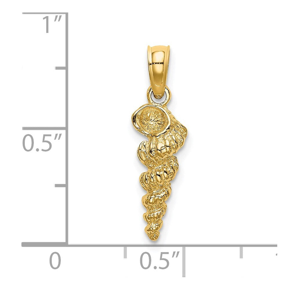 14k Yellow Gold 3-D Mini Common Wentletrap Shell Charm Pendant for Women