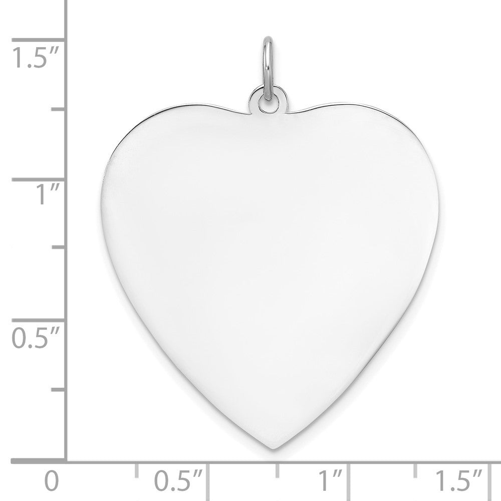 Sterling Silver Rh-plt Engraveable Heart Polished Front Back Disc Charm
