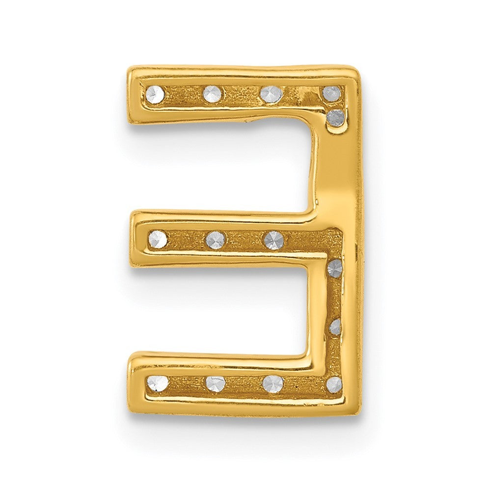 14k Yellow Gold Diamond Letter E Initial Charm