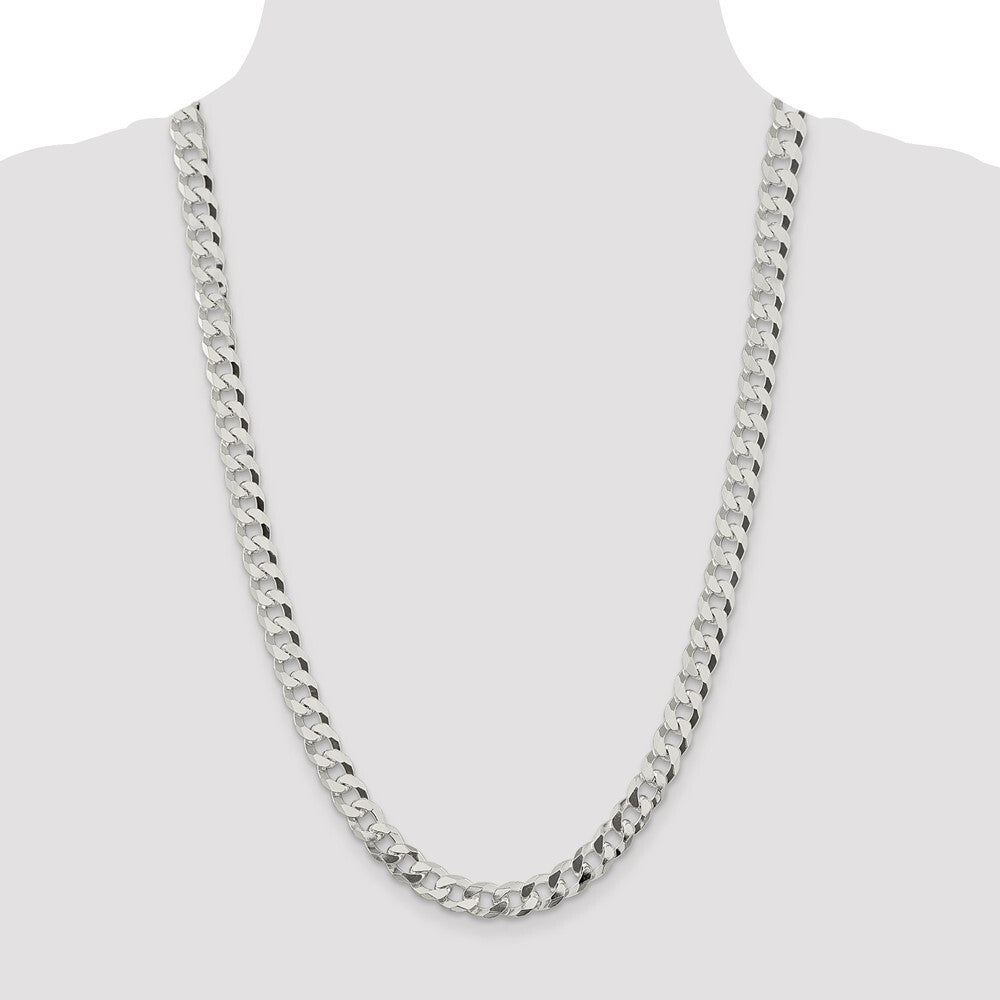 Sterling Silver 8.5mm Beveled Curb Chain