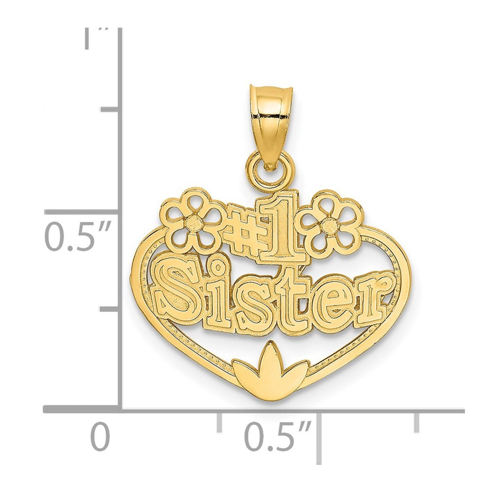 14k Yellow Gold #1 SISTER in Heart Charm