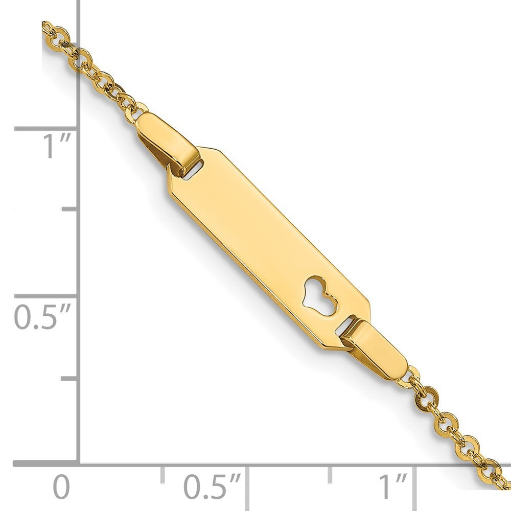 14k Yellow Gold Polished Cut-out Heart 18x5mm Plate 6" ID Bracelet