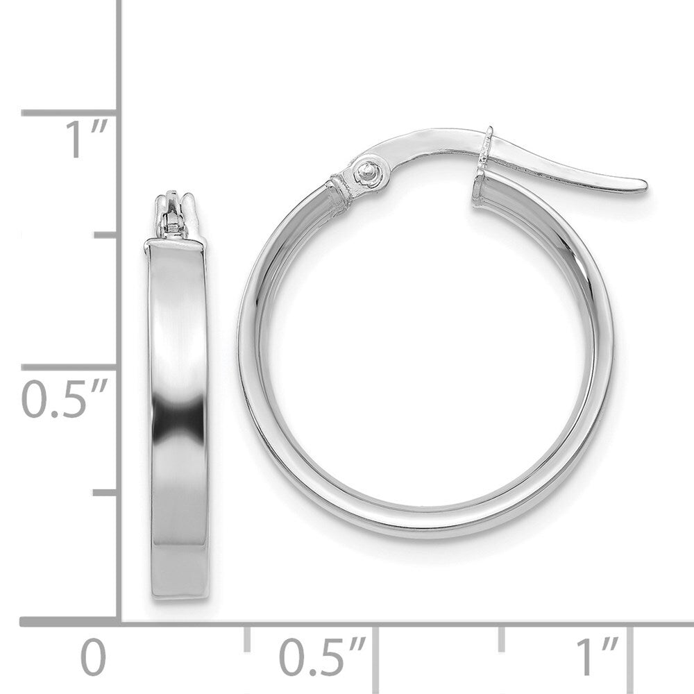 14K White Gold 3mm Small Hoop Earrings Gift for Women