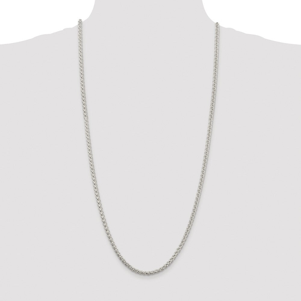 Sterling Silver Rhodium-plated 4mm Round Spiga Chain