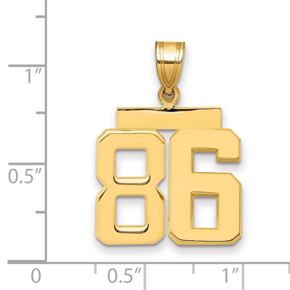 14k Yellow Gold Medium Polished Number 86 Charm Pendant for Women