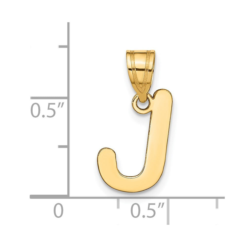 14k Yellow Gold Polished Bubble Letter J Initial Pendant for Women
