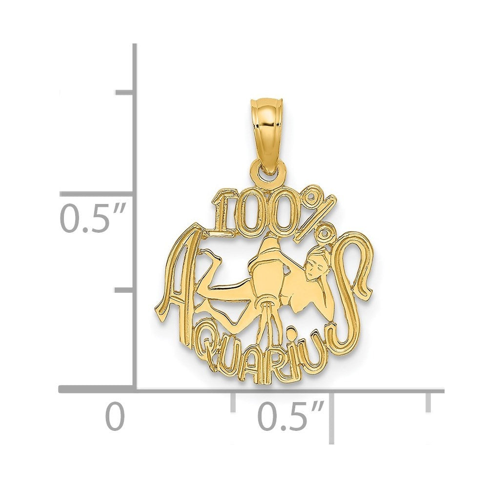 14k Yellow Gold 100% AQUARIUS Zodiac Charm