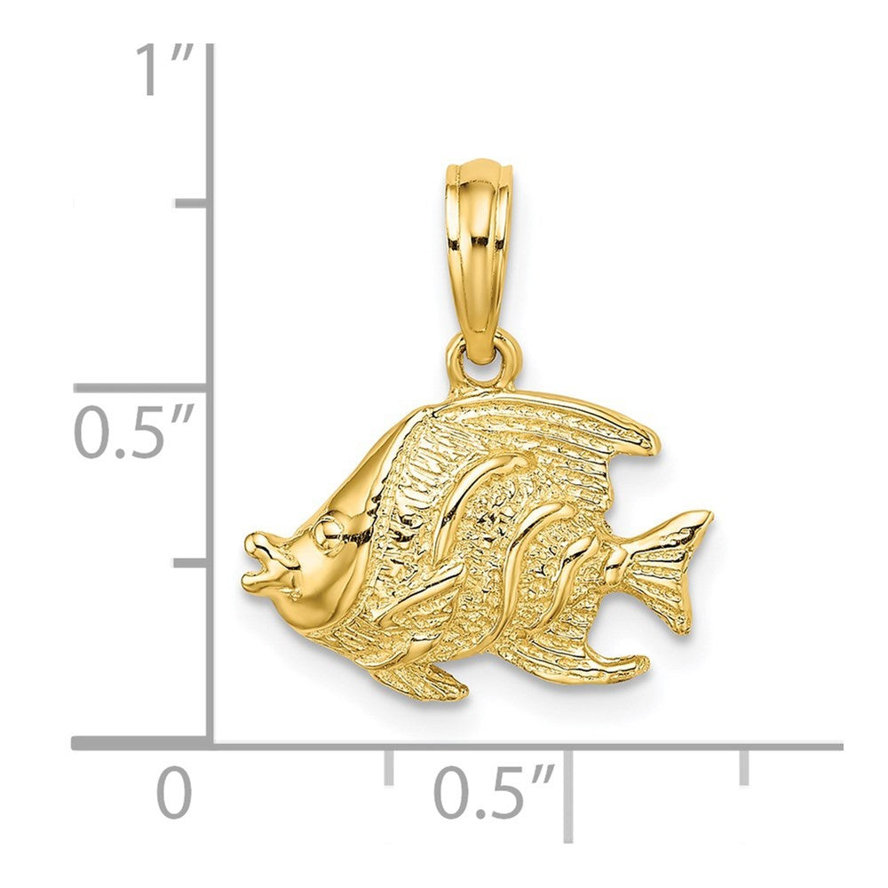 14k Yellow Gold Polished Textured Fish Charm