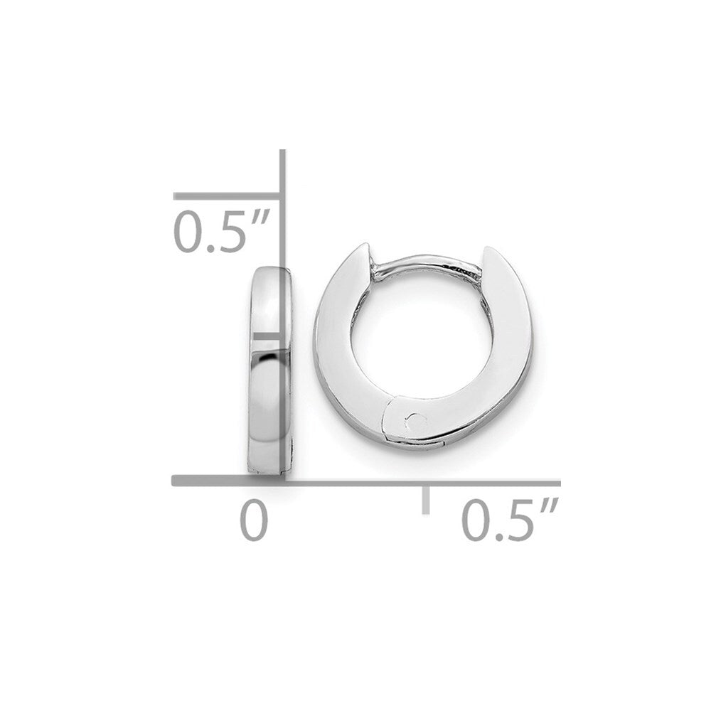 14k White Gold Polished Round Hinged Hoop Earrings Gift for Women