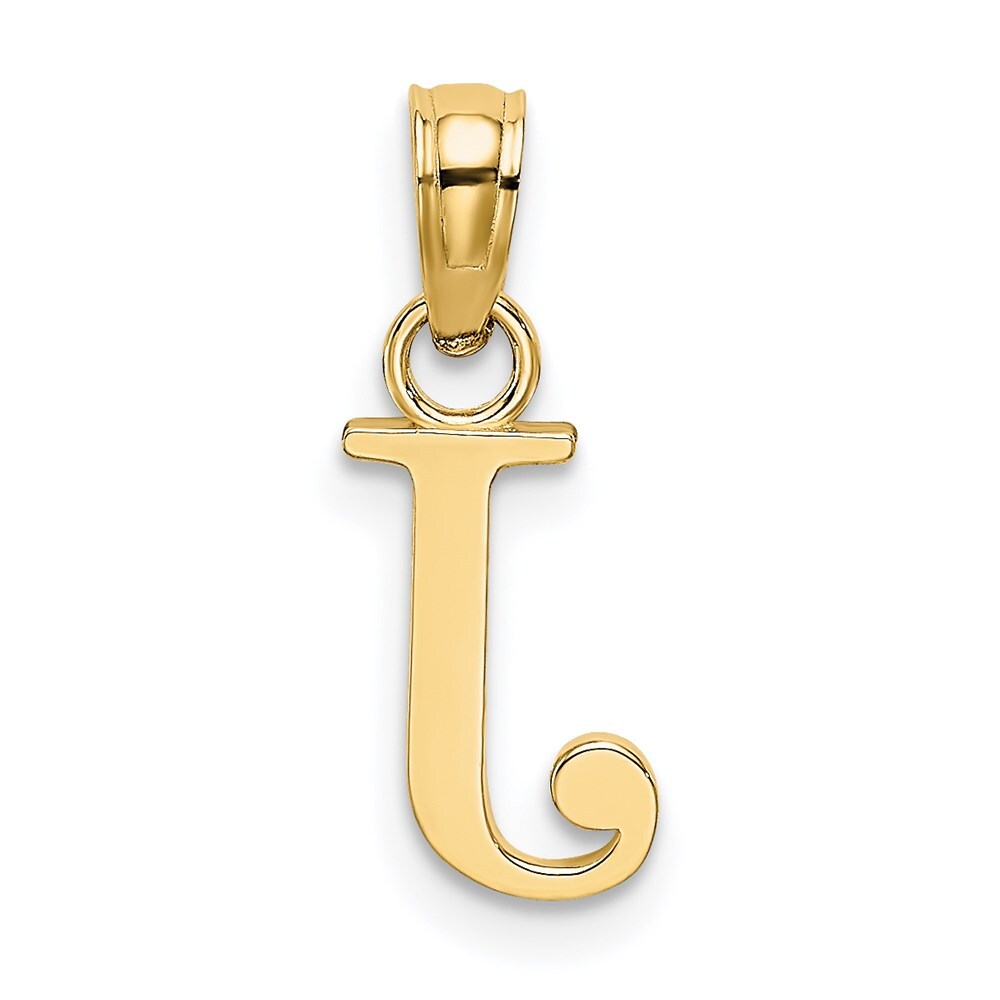 14k Yellow Gold Polished Block Letter J Initial Pendant for Women