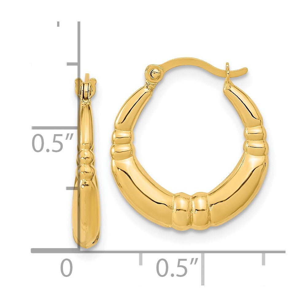 14k Yellow Gold Polished Hoop Earrings Gift for Women