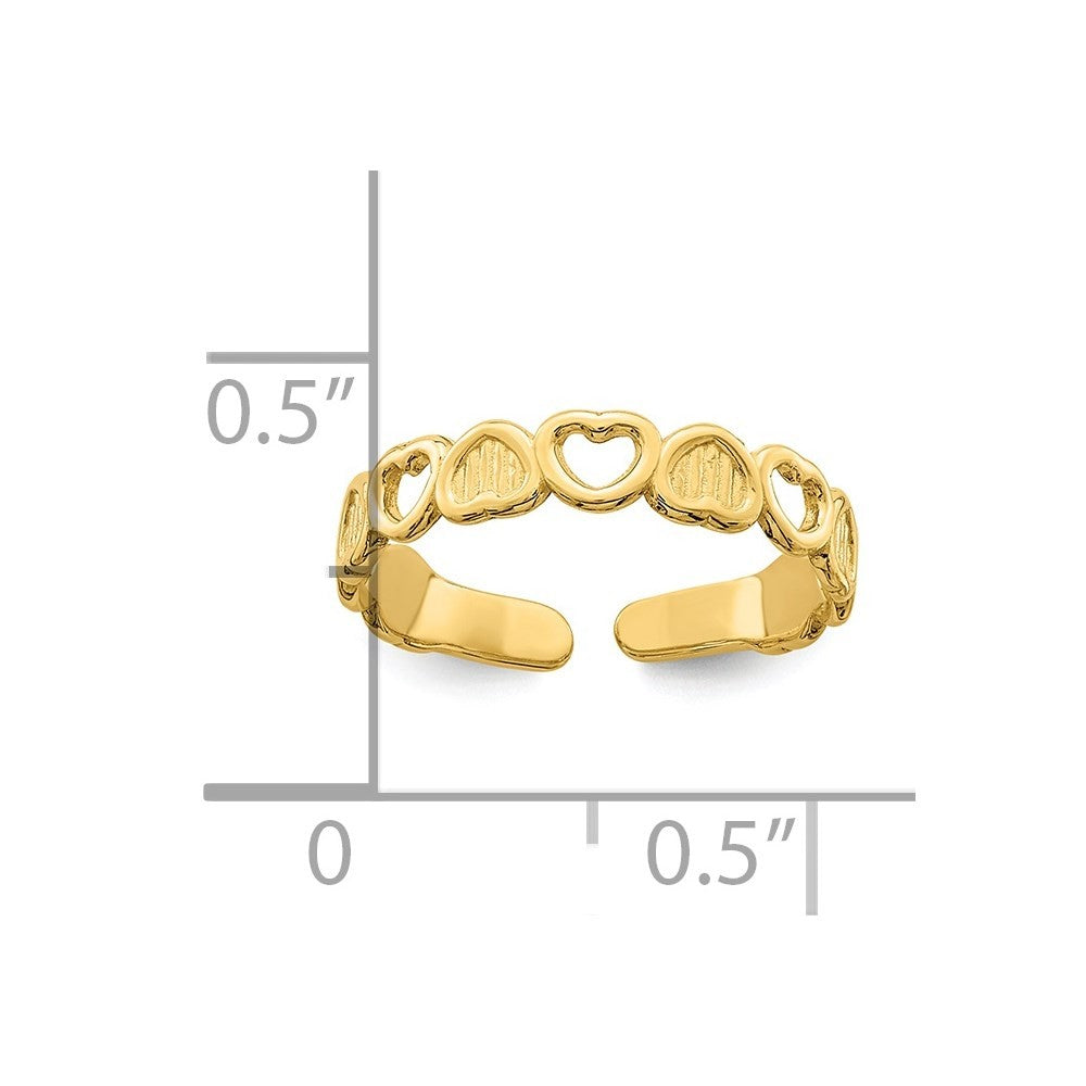 14k Yellow Gold Adjustable Heart Toe Ring