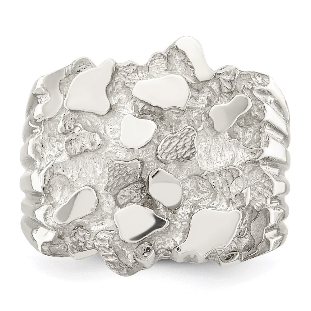 Sterling Silver Men's Nugget Ring Size 11