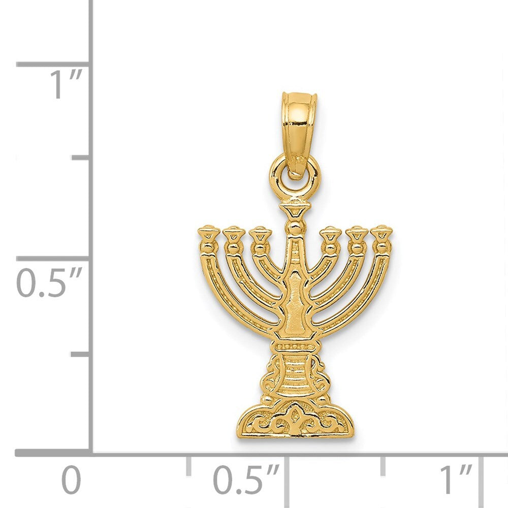 14k Yellow Gold Menorah Pendant for Women