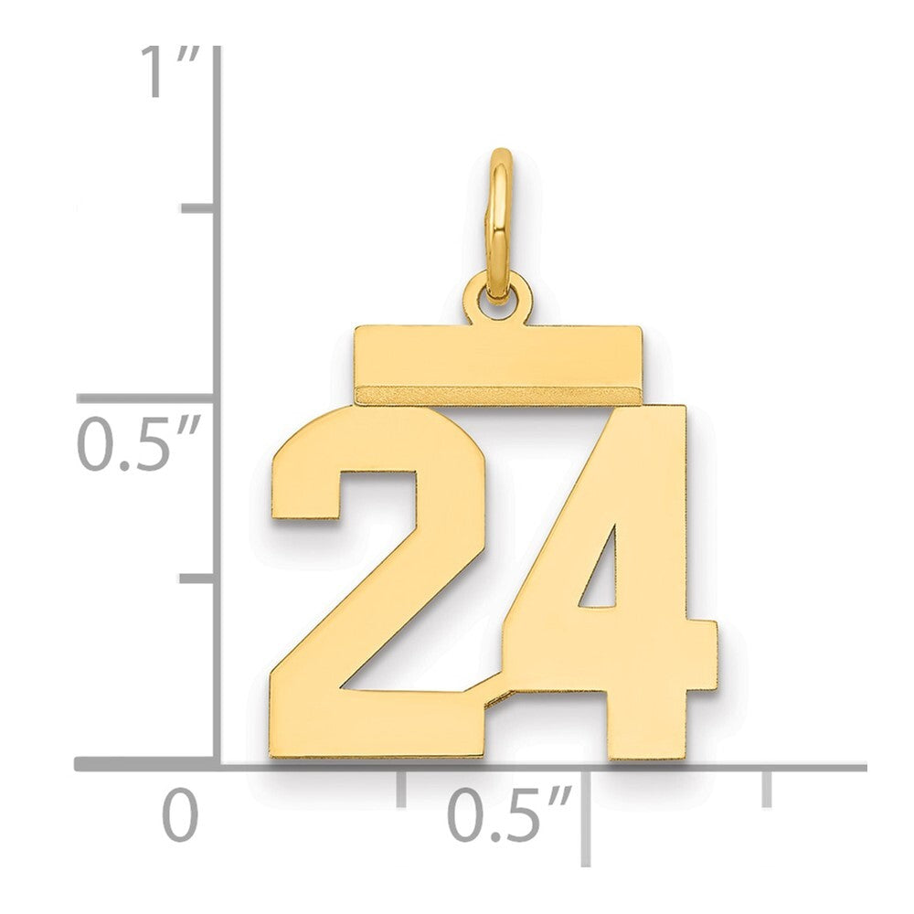 14k Yellow Gold Small Polished Number 24 Charm Pendant for Women
