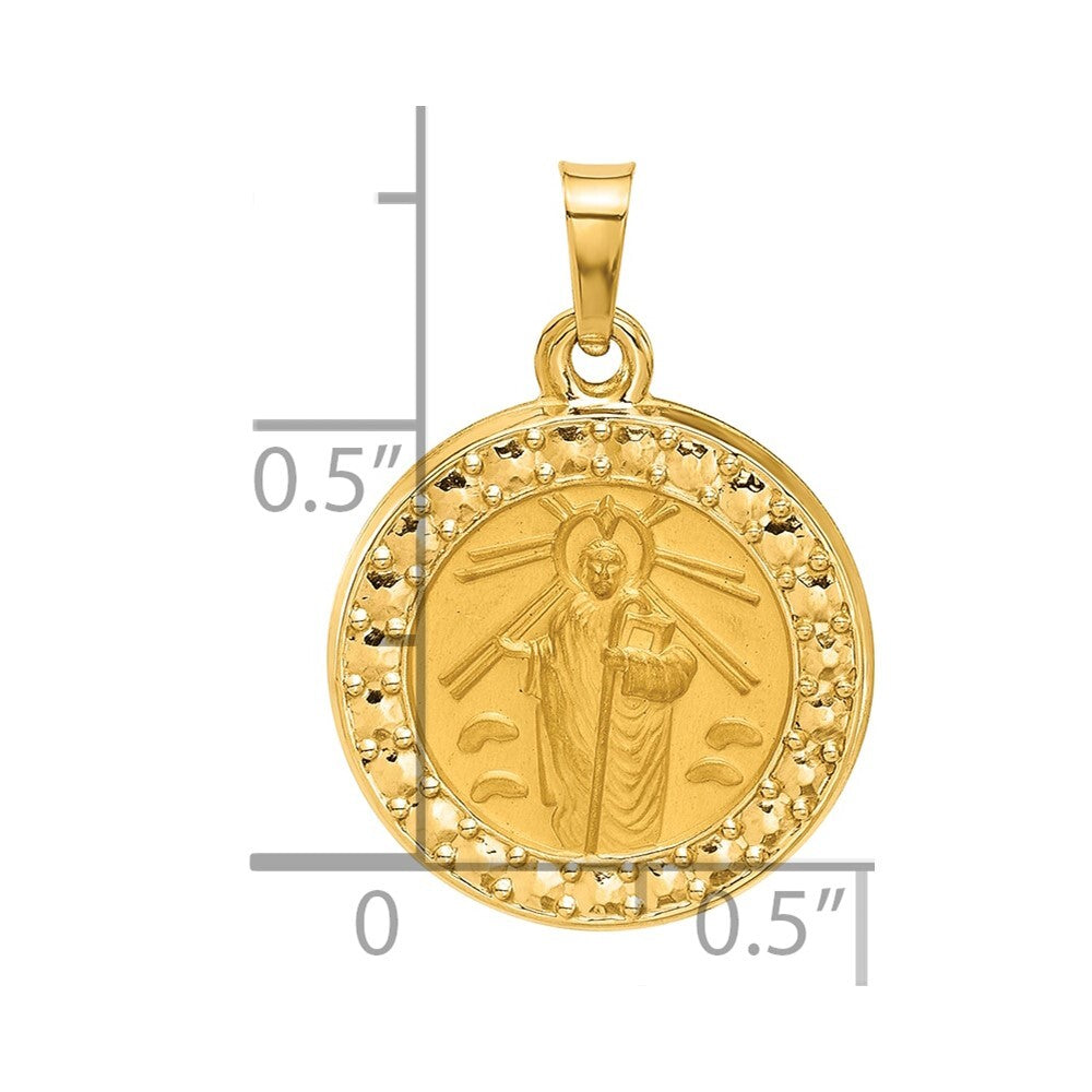 14k Yellow Gold Hollow St. Jude Thaddeus Medal Pendant for Women