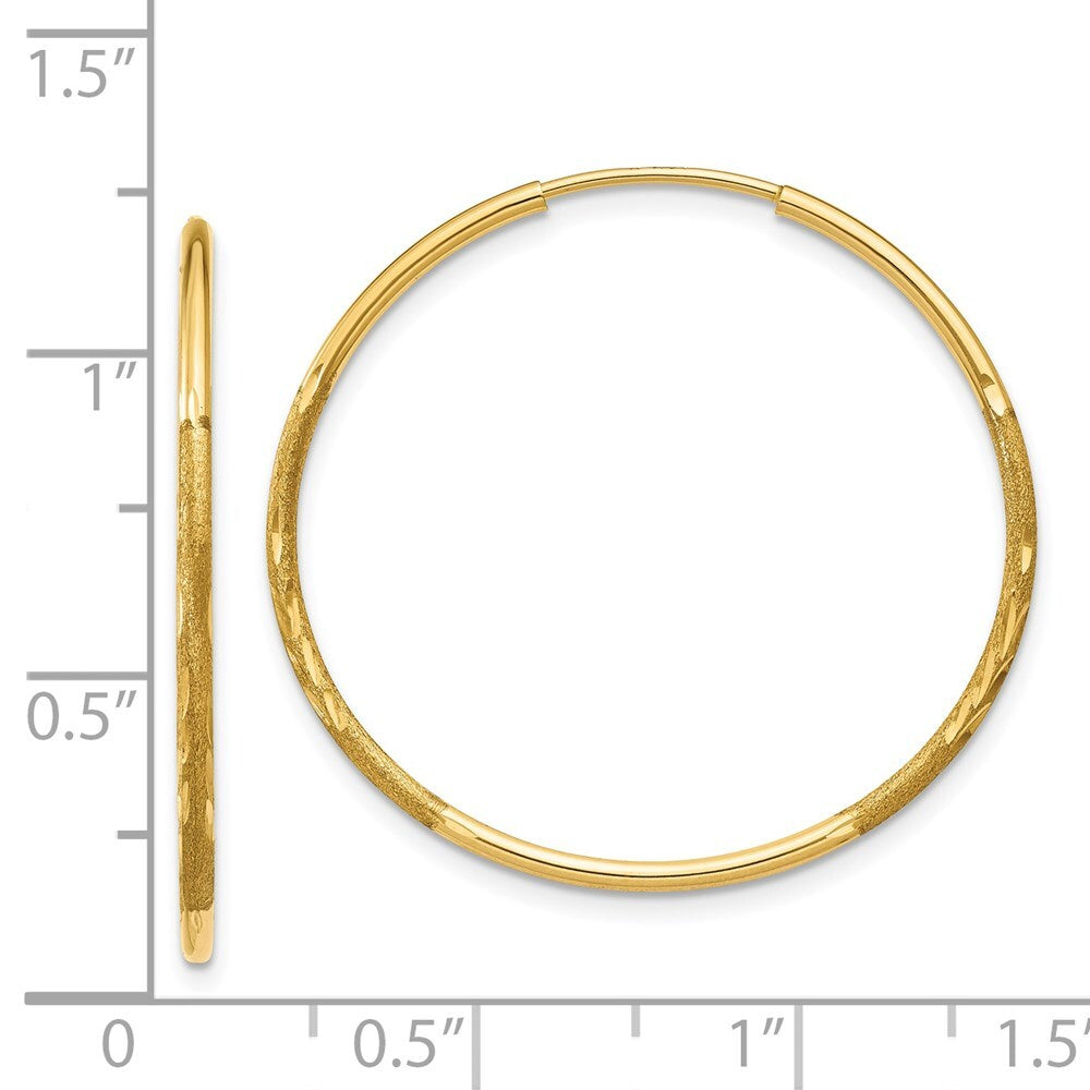 14k Yellow Gold 1.25mm Diamond-cut Endless Hoop Earring