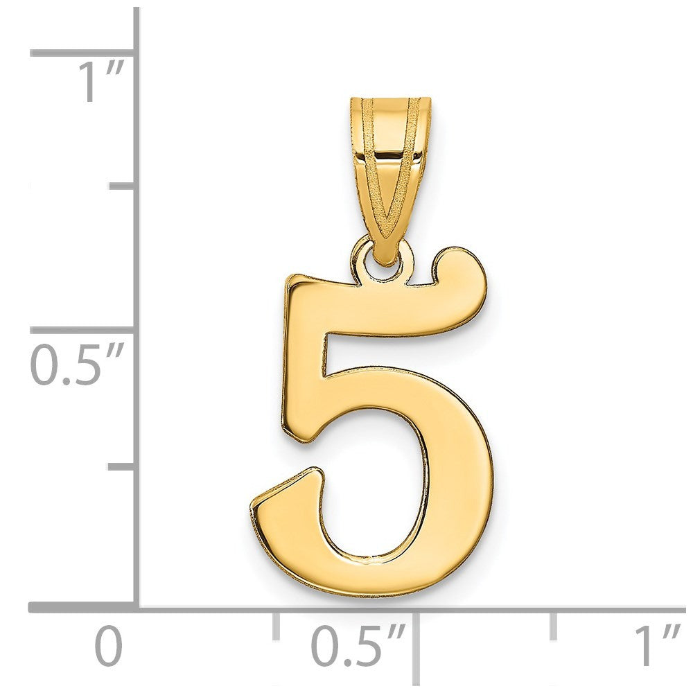 14k Yellow Gold Polished Number 5 Pendant