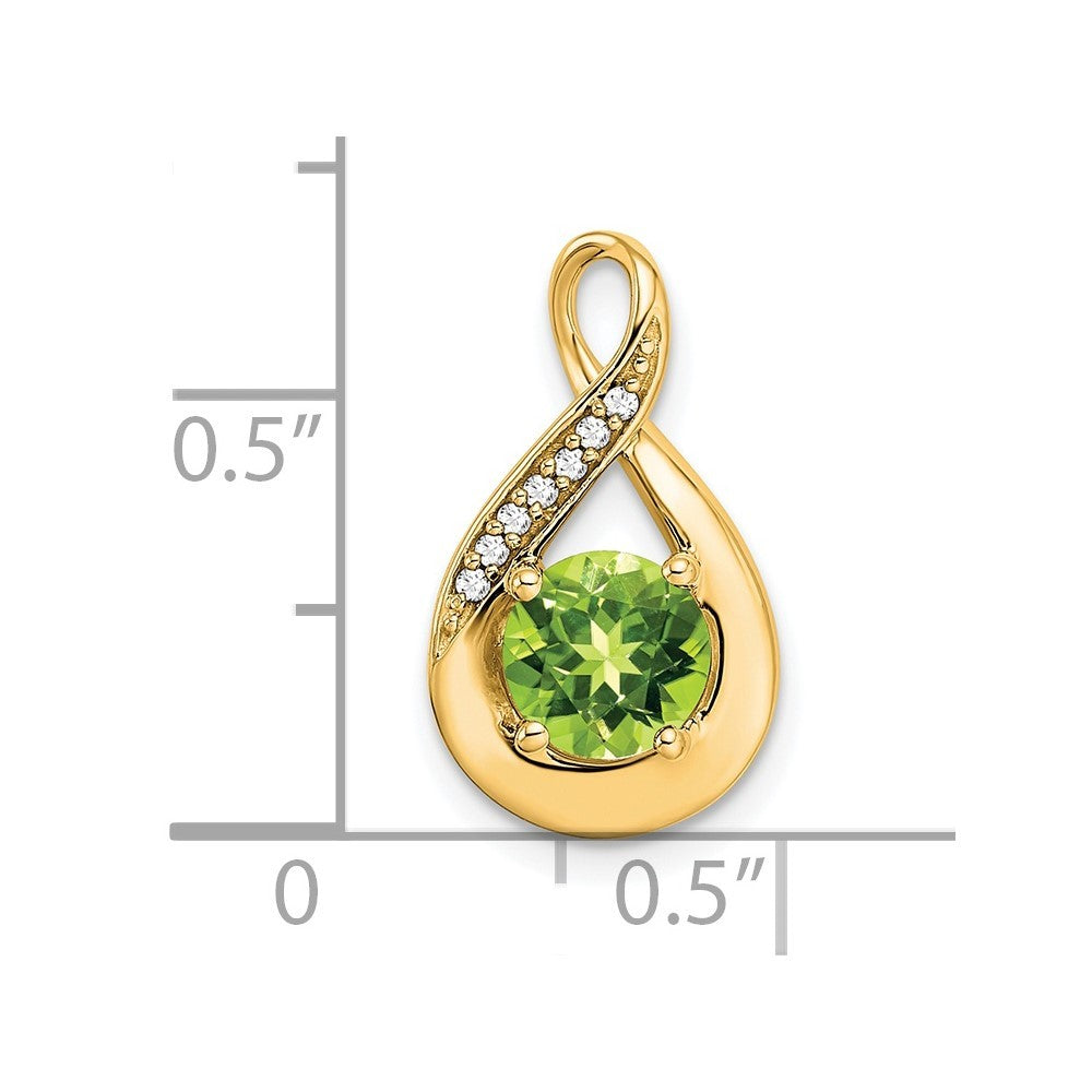 14k Yellow Gold 6mm Round Peridot and Diamond Chain Slide