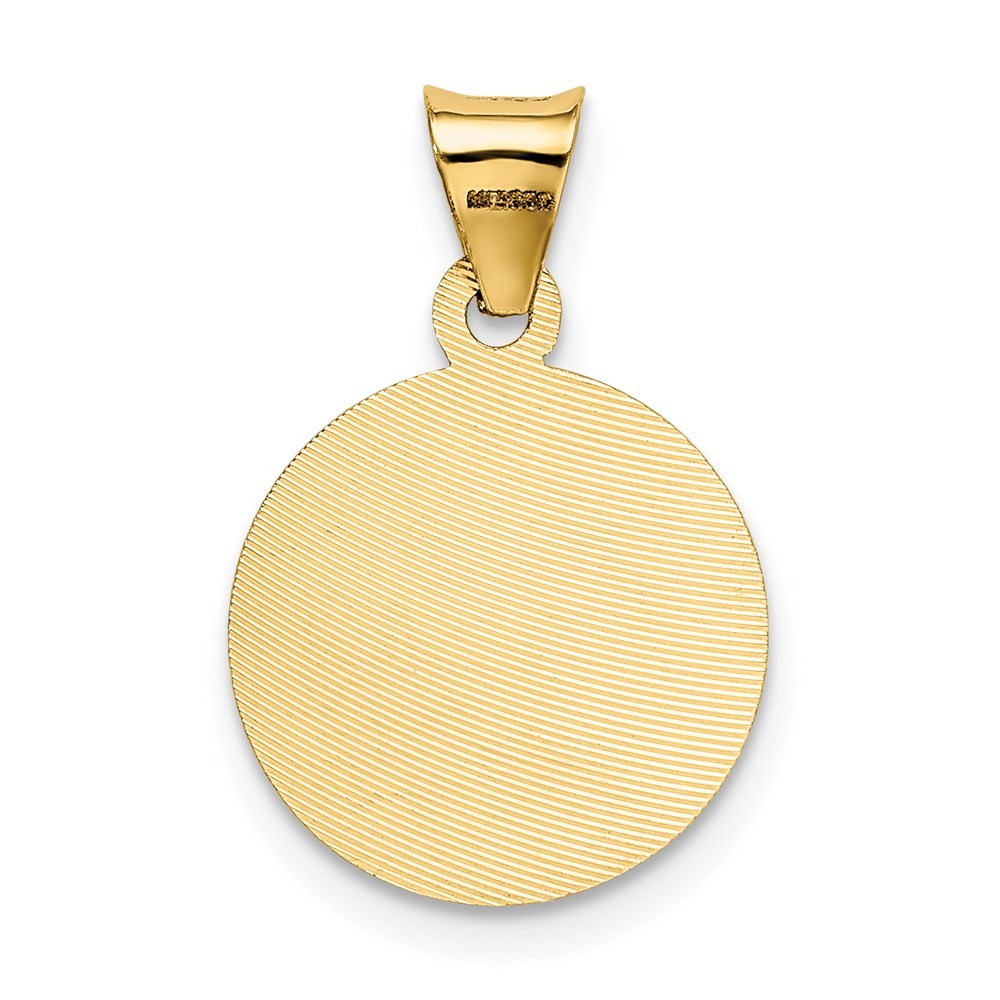 14k Yellow Gold w/Rose and White Rhodium Diamond-Cut Sagrado Corazon Pendant