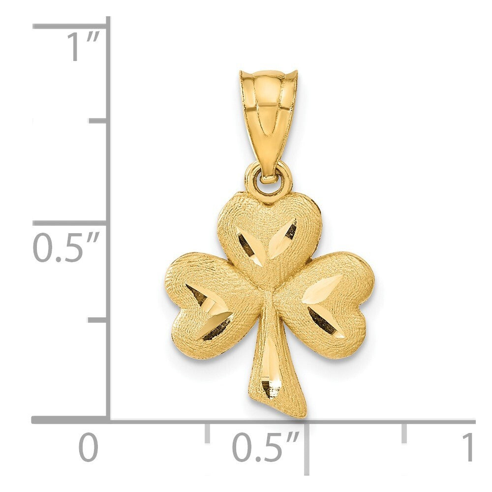14k Yellow Gold Shamrock Charm Pendant for Women