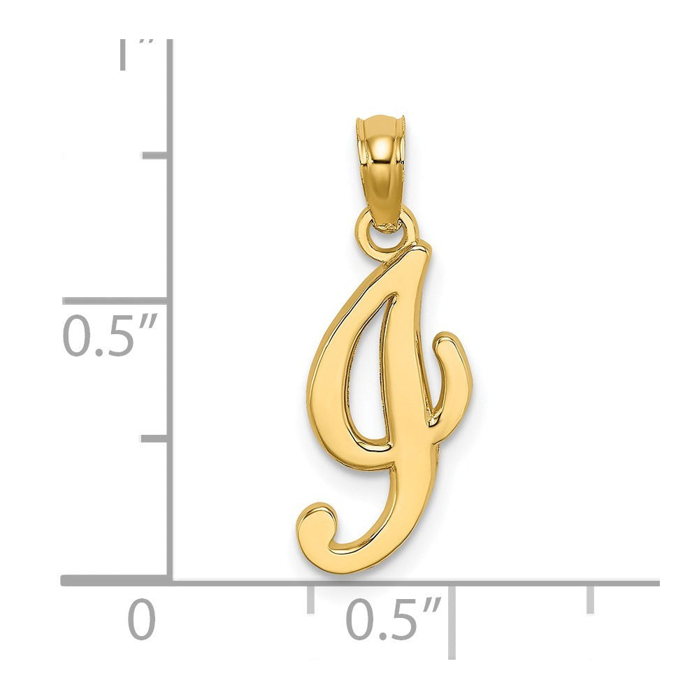 14k Yellow Gold Script Letter I Initial Pendant