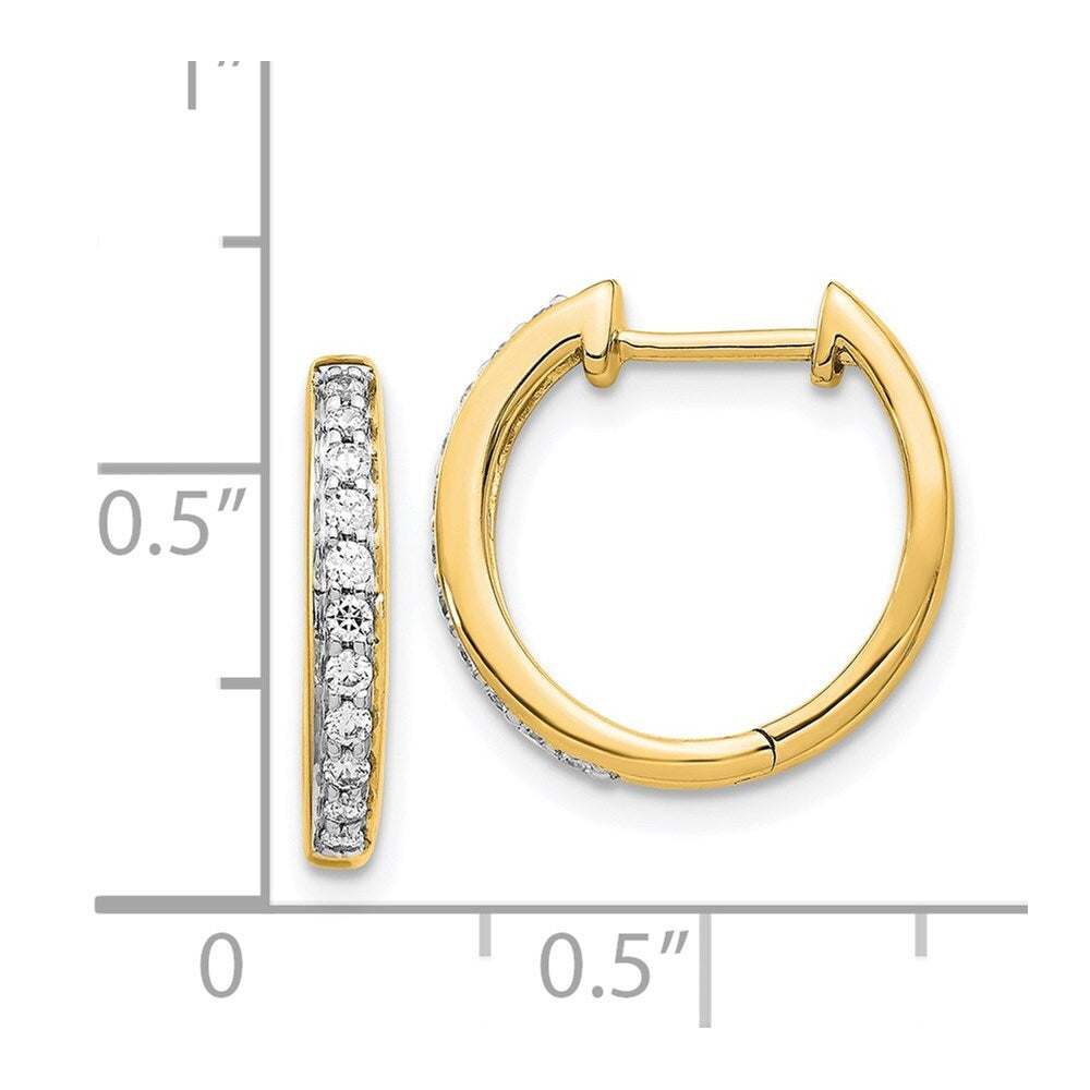 14k Yellow Gold Diamond Complete Hinged Hoop Earrings