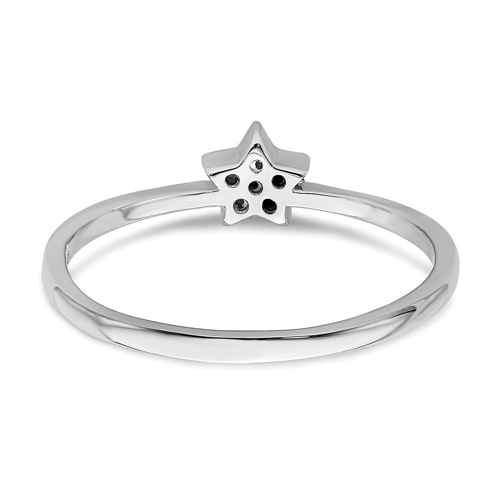Sterling Silver Rhodium Plated CZ Star Ring Size 7