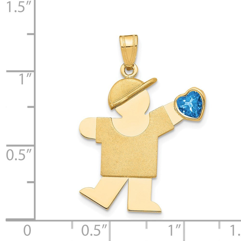 14k Yellow Gold Boy with Cubic Zirconia December Birthstone Charm