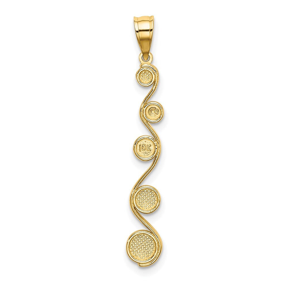 14k Yellow Gold Rhodium Diamond-Cut Diagonal Swirl Charm Pendant for Women
