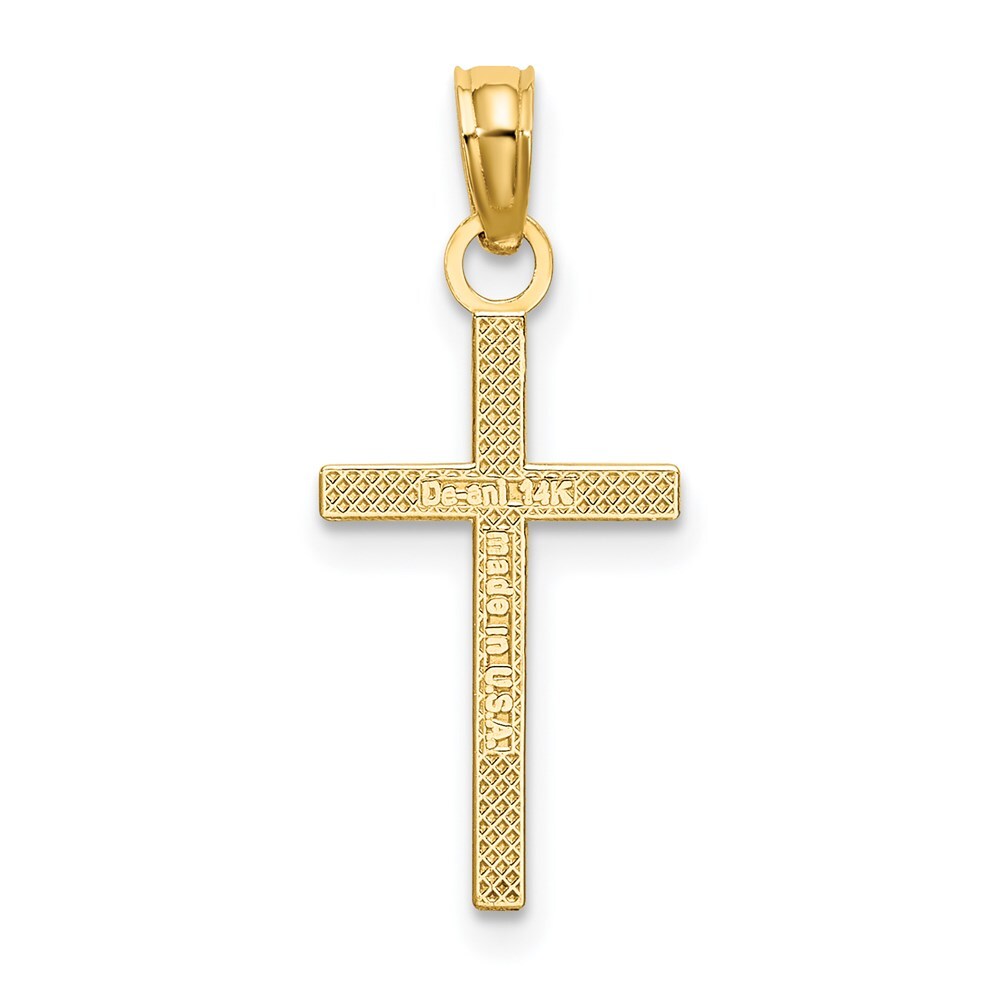 14k Yellow Gold Polished Small Cross Charm Pendant for Women