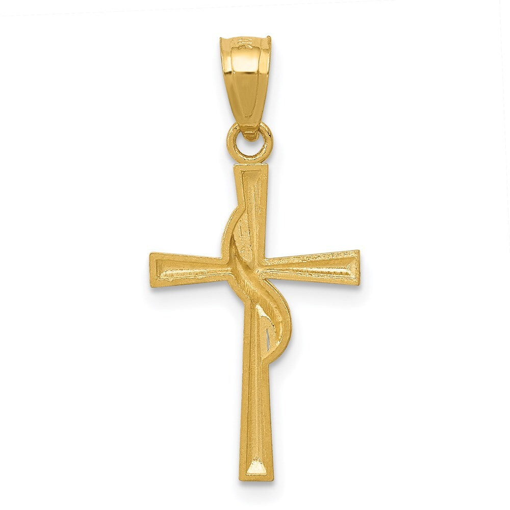 14k Yellow Gold Polished Cross Pendant for Women