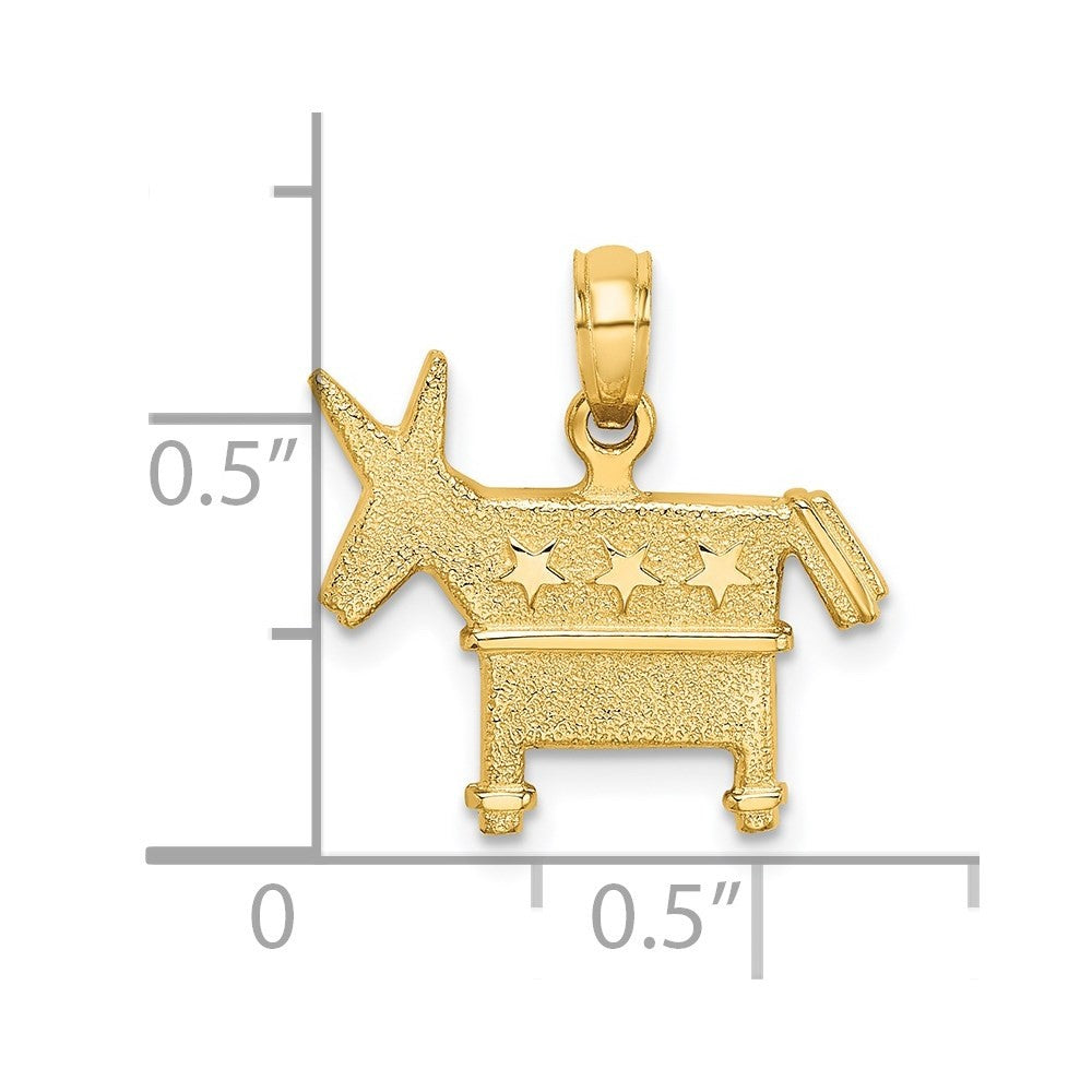 14k Yellow Gold 3-D Textured Democratic Donkey Charm