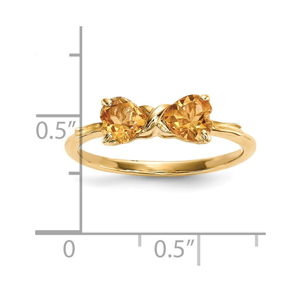 14K Yellow Gold Gold Polished Citrine Bow Ring