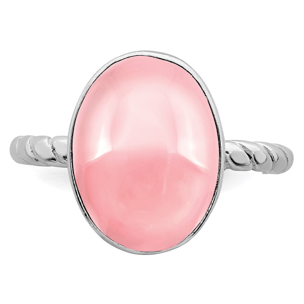 Sterling Silver Rose Quartz Ring Size 8