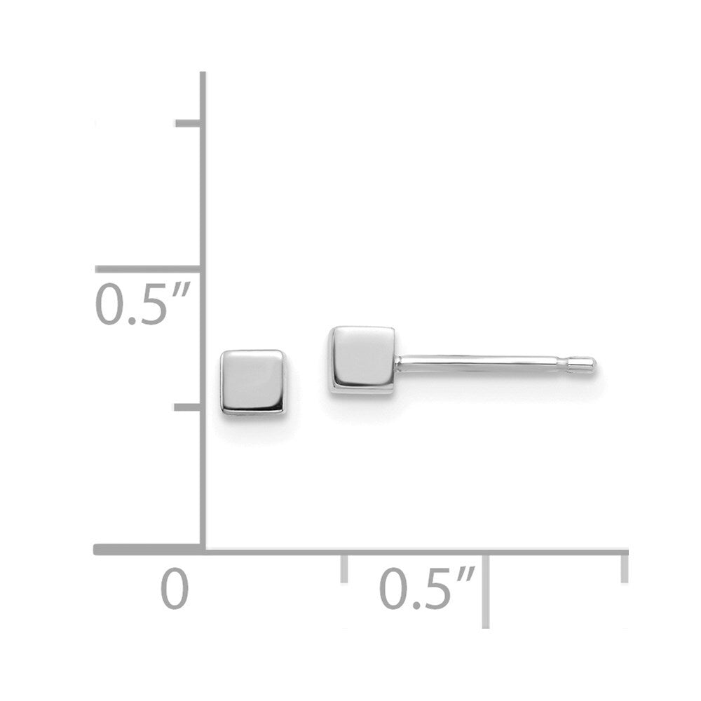 14K White Gold Square Stud Earrings Gift for Women