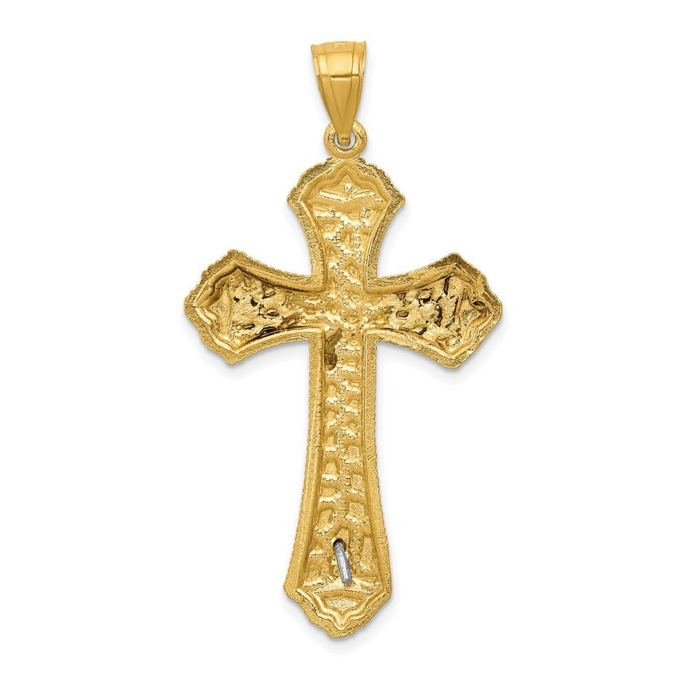 14k Two-tone Gold Diamond-cut Passion Crucifix Pendant for Women