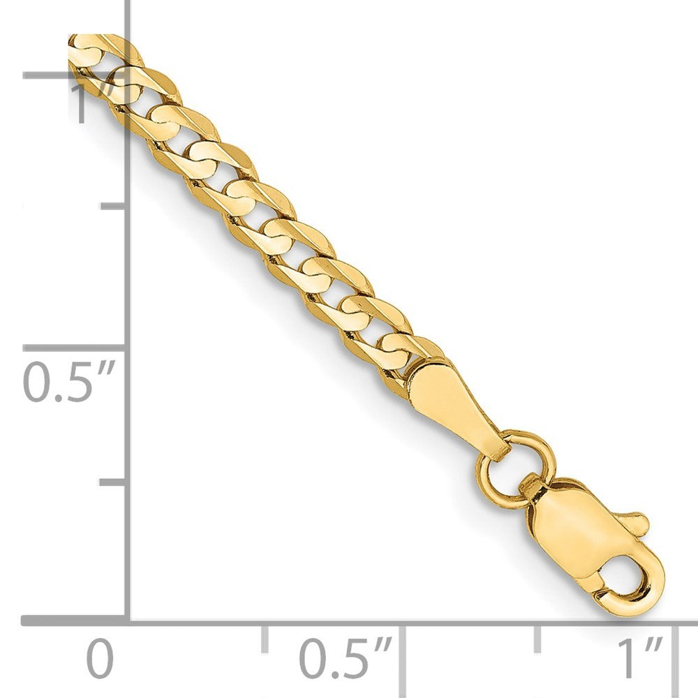 14k Yellow Gold 7 inch 3mm Open Concave Curb Bracelet