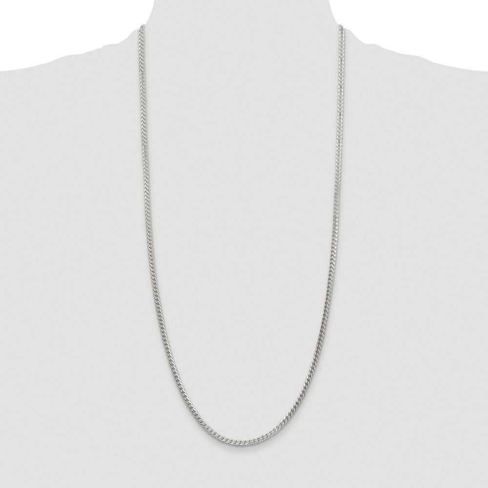 Sterling Silver Rhodium-plated 3.1mm Diamond-cut Square Franco Chain
