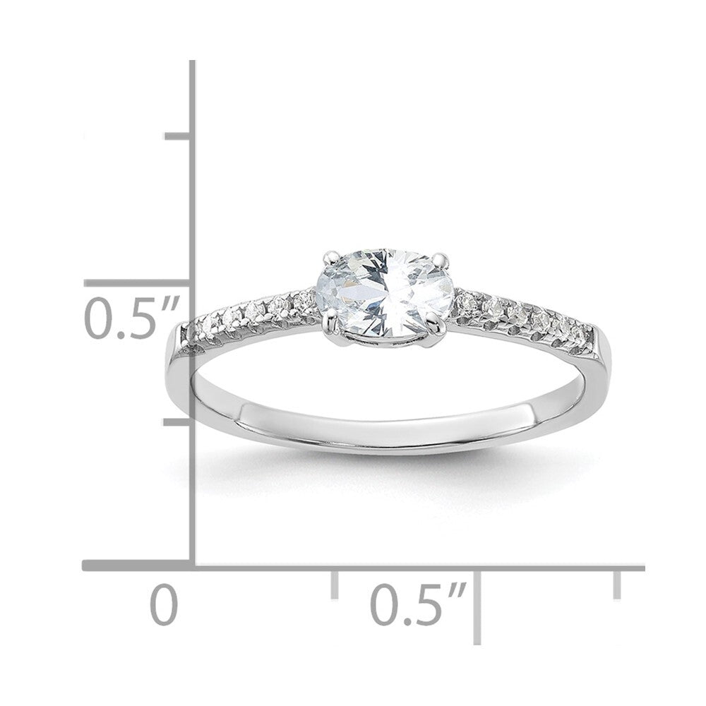 Sterling Silver Rhodium-plated Oval Cubic Zirconia Ring Size 8