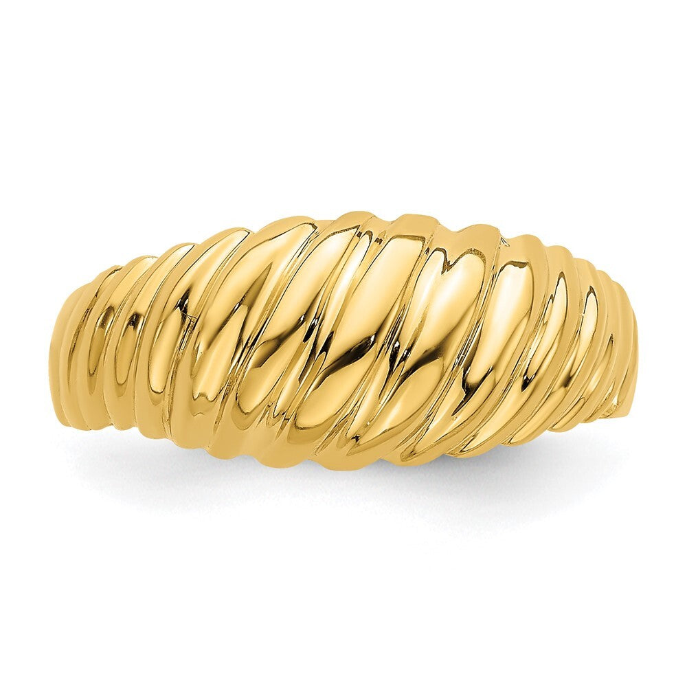 14K Yellow Gold Polished Shrimp Dome Ring Size 7