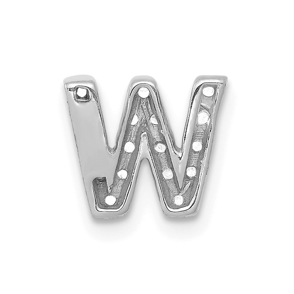 14K White Gold Diamond Letter W Initial Charm