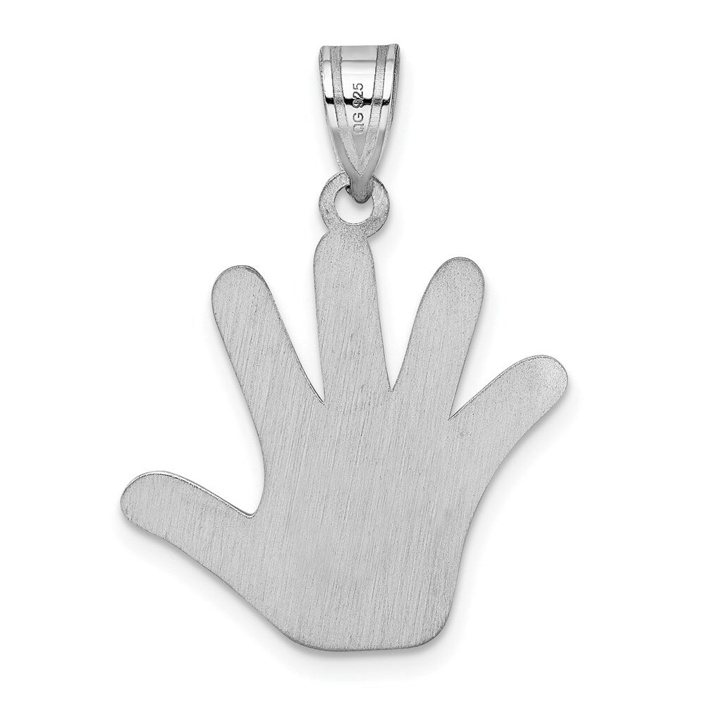 Sterling Silver Rhod-plate Enamel Autism Heart Handprint Pendant